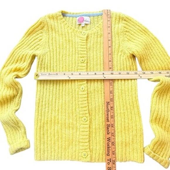 Mini Boden Mohair Ribbed Cardigan Girls 9-10 Mustard Yellow Sweater Knit Twee - Picture 9 of 9
